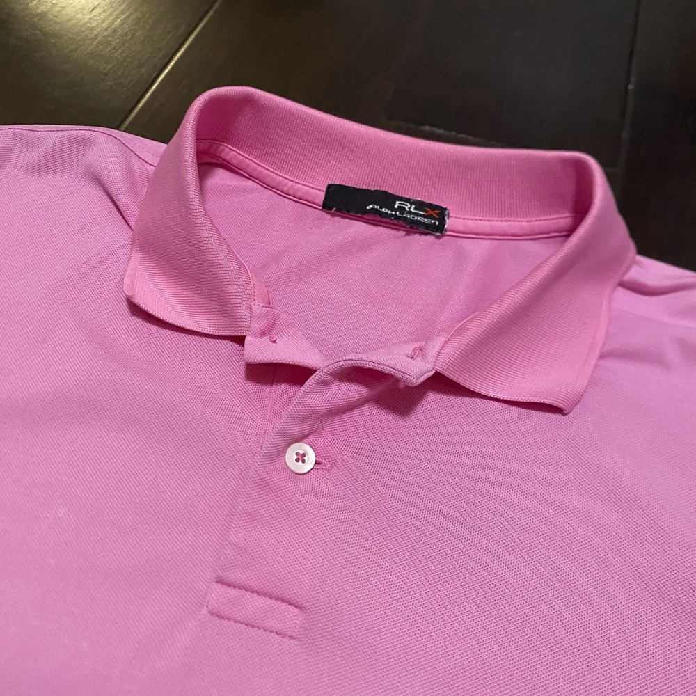 RLX Ralph Lauren Polo Shirt Mens 2XL Pink Performance Golf Short Sleeve Stretch